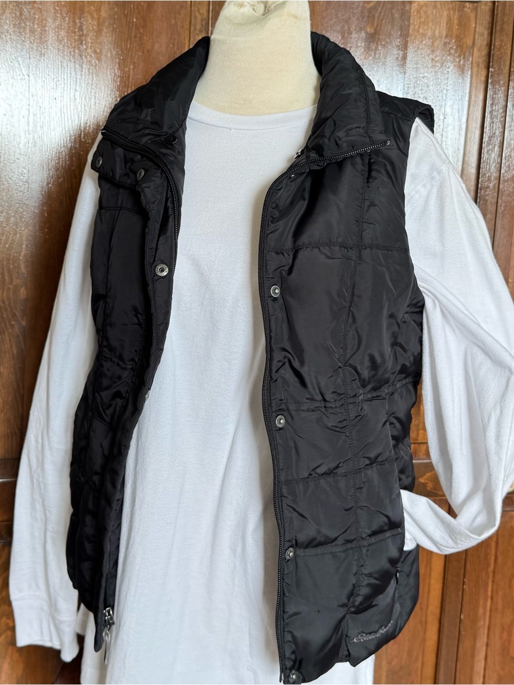 Eddie Bauer Premium Goose Down Quilted Puffer Vest Black XS